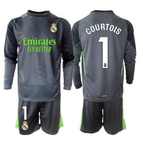 Real Madrid Thibaut Courtois #1 Målvakt Replika Tredje Tröja Barn 2025-26 Långärmad (+ Korta byxor) Real Madrid Thibaut Courtois #1 Målvakt Replika Tredje Tröja Barn 2025-26 Långärmad (+ Korta byxor)
